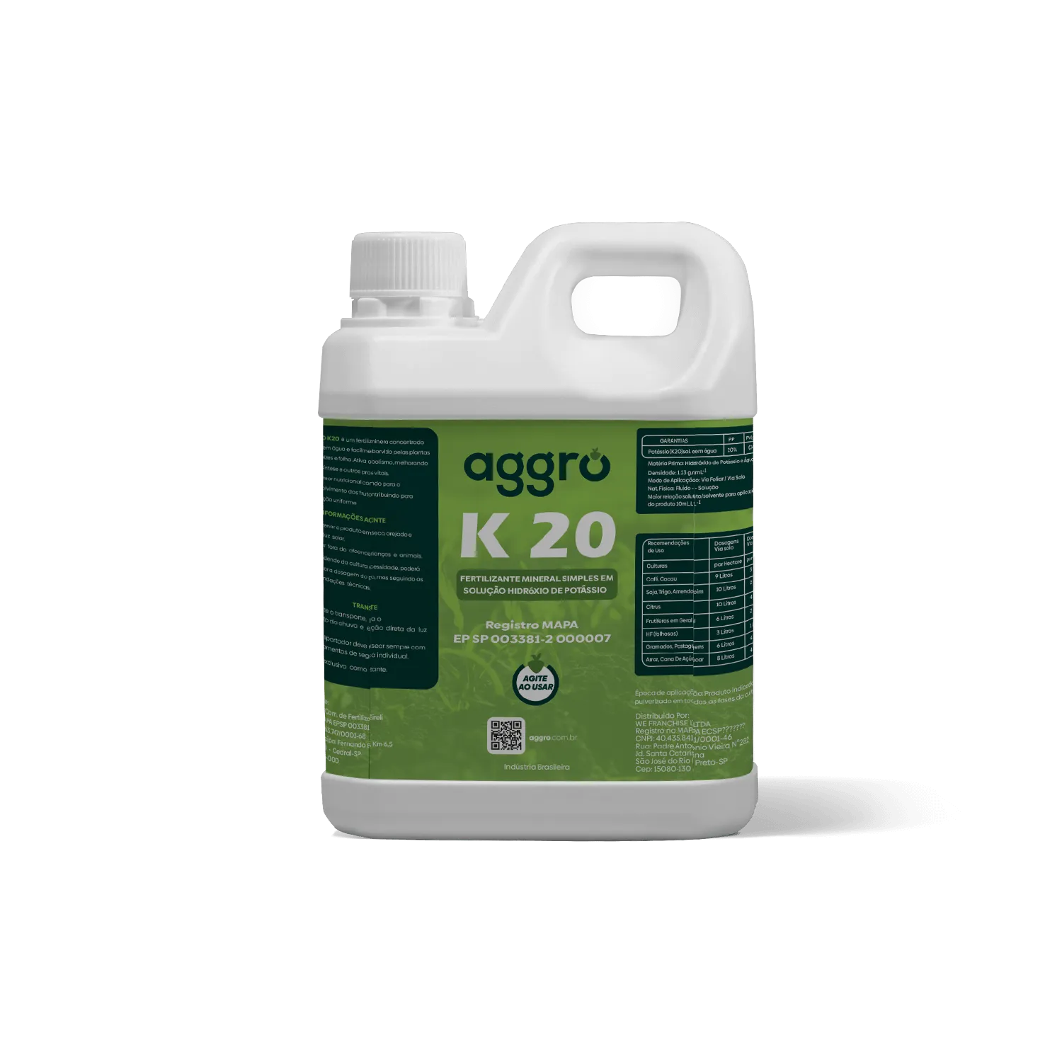 K20 Fertilizante Mineral Simples em Solução Hidróxido de Potássio – 5 Litros