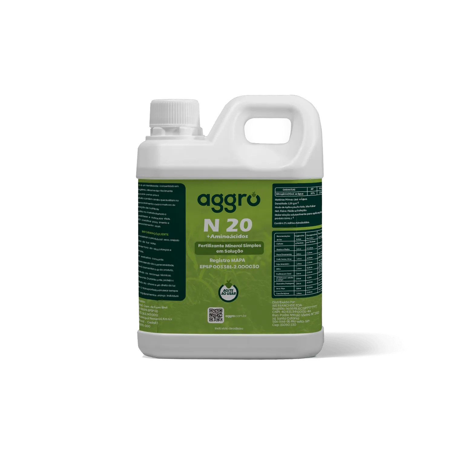 N20 + Aminoácidos Fertilizante Mineral Simples em Solução – 5 Litros